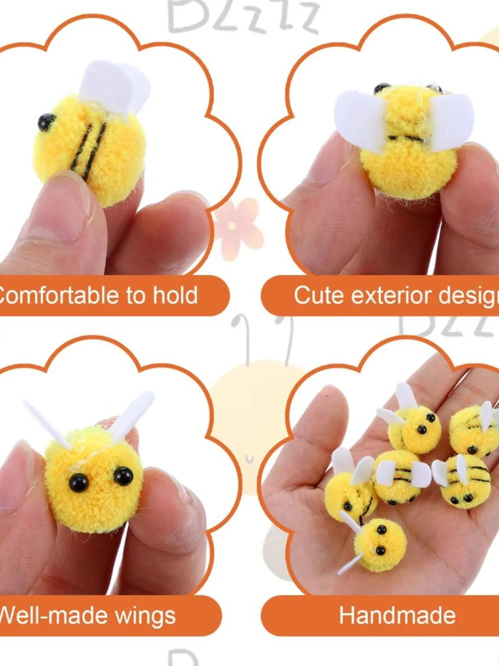 28Pcs Felt Bees Wool Felt for Crafts, Cute Bees Yellow Wool FeltBees Mini Crafts